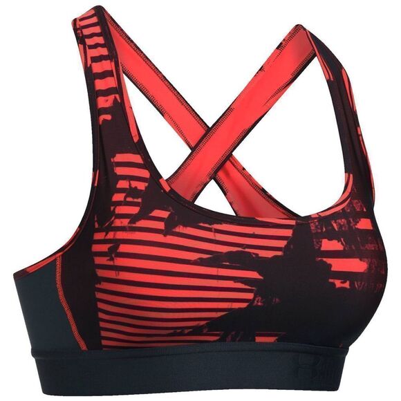 Under Armour Women Crossback Debossed Sports Bra 1300172 008 Sz XS Black/Red $60 - Picture 1 of 6